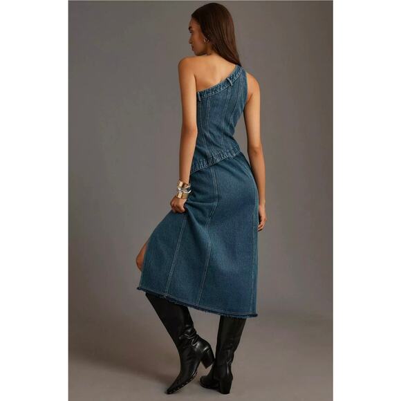 Anthropologie  Forever That Girl Camila One Shoulder Denim Dress - Picture 2 of 10